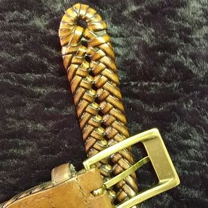 Leather Belt Braided with Brass Buckle